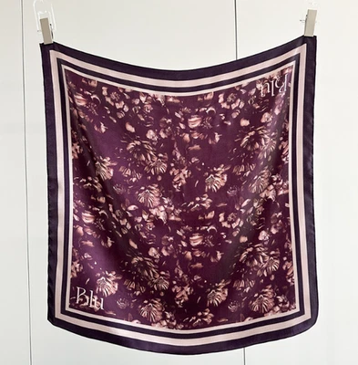 Pañuelo 100% Seda Mantón 65X65cm Pañuelo Púrpura Estampado Floral Envolvente Bandana Nuevo Foto 1 de 4