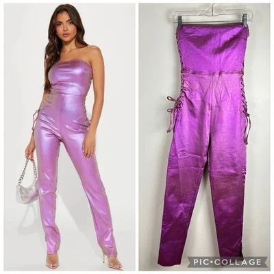 Mono High Expectations Rosa Metálico Con Cordones Sin Tirantes Festival Rave Club M Foto 1 de 4