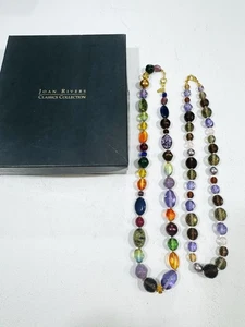 Menge 2 Joan Rivers Multi Farbe Kunst Glas Perlen Halskette - Bild 1 von 10