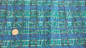 Tessuto Cotone Vintage VERDE, BLU ASTRATTO PLAID Stampe Moda Larghezza 1 Yd/60" - Foto 1 di 2