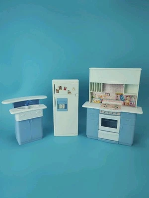 Juego de cocina vintage Barbie 1998 tan real que ahora azul sin accesorios en muy buen estado Foto 1 de 4