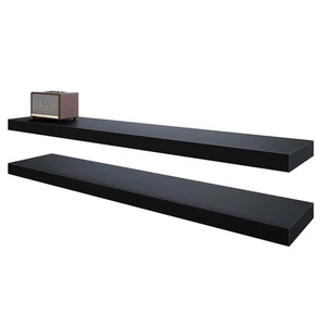 Floating Shelves, Black Wall Mounted Wooden Shelves with Invisible Brackets S... - Picture 1 of 6