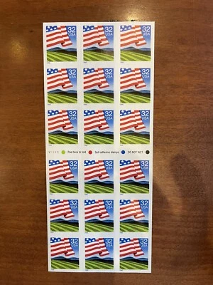 MALACK 2919a, 32c Flag Over Field,  Booklet Pane, 2919a MINT - Image 1 of 2