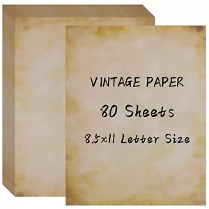 80 Sheets Vintage Paper, 8.5" x 11" Antique Stationary Paper for Writing, Letter - Picture 1 of 7