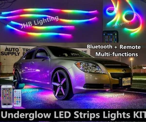 JHB DOUBLE ROW 2PCS 4FT+2PCS 6.5FT RemoteAPP CHASING LED Underglow Strips Lights - Picture 1 of 12