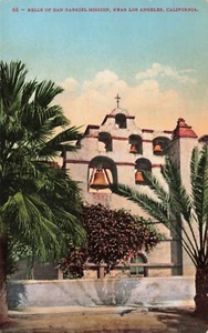 Postcard Bells of San Gabriel Mission Near Los Angeles California CA DB - Picture 1 of 2
