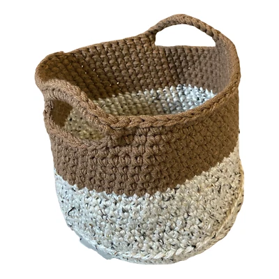 Handmade Decorative Yarn Made Storage Tote With Handles by Marsha - Image 1 of 4