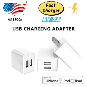 Dual Port USB Fast Wall Charger Block 5V 2A Power Adapter Cube US Plug Universal - Picture 1 of 14
