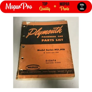 1949 1950 1951 1952 PLYMOUTH P17 P18 ORIGINAL PASSENGER CAR PARTS LIST 49 50 51 - Picture 1 of 5