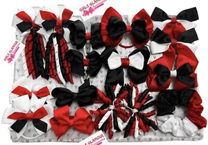 Schulkonvolut rot weiß schwarz Gingham Stirnband Haarband Scrunchies Schleife Wackel - Bild 1 von 6