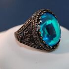 Extremly Ancient Bronze Roman Ring Blue Stone Old Amazing Rare Type