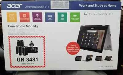 Acer Spin 311 11.6'' Chromebook CP311-2H-C7QD (64GB eMMC 4GB RAM) - NEW - Image 1 of 3