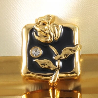 6X Vintage Rose Flower Crystal Diamante Metal Shank Button Glitter DIY Sew Decor - Image 1 of 4