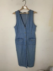 Faded Glory Womens Dress 12 Blue Country Western Modest Long Denim y2k VTG - Picture 1 of 6