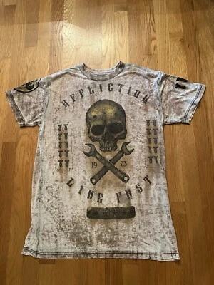 Camiseta Y2K Affliction Calavera Llave Cruzada Viva Rápida Para Hombres Mediana EE. UU. Delgada (0142) Foto 1 de 4