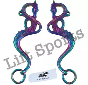 Regenbogen mehrfarbig Drache Hackamore Wangen bitloses Pferd Bit Englisch Western - Bild 1 von 1