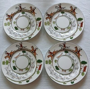 Wedgwood Coalport 7" Hunting Scene Dessert Plates Set of 4, Beautiful! - Picture 1 of 4