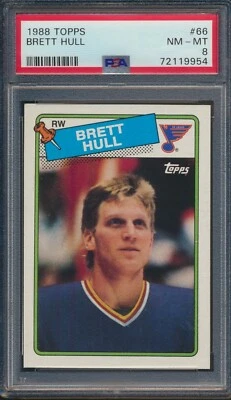 1988 TOPPS HOCKEY #66 BRETT HULL RC PSA 8 NM-MT HOF ROOKIE *QTY* - Image 1 of 2