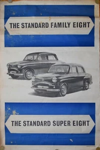 PÓSTER DE PUBLICIDAD DE MOTOR - ESTÁNDAR FAMILIA OCHO, GENUINO DE COLECCIÓN, PUB, 1953. - Imagen 1 de 1