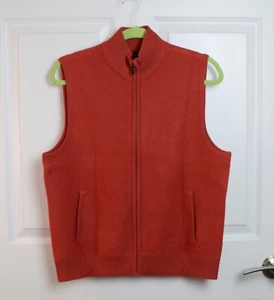 VTG 70s-80s Charter Club Virgin Wool Sweater Vest Zip Front Dark Orange Size XL - Picture 1 of 5