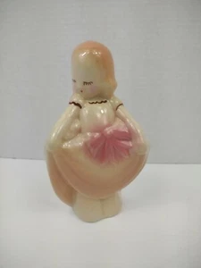 Vintage Curtsies Girl Planter Possibly Shawnee McCoy Ceramic 6.5" tall spring  - Picture 1 of 11