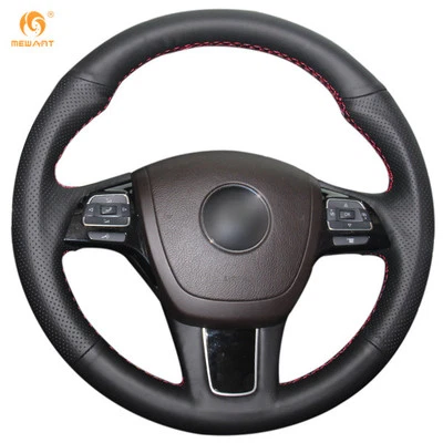 Hágalo usted mismo Cubierta de volante de cuero negro para Volkswagen VW Touareg 2011-2017 #DZ51 Foto 1 de 4