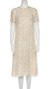 Jenni Kayne Silk Leopard Midi Shift T-Shirt Dress Snow Leopard Size S⭐️ - Picture 1 of 6
