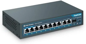 Switch Gigabit PoE 11 Porte YUANLEY - 8 PoE+ 1000 Mbps, 2 Uplink + 1 SFP - Foto 1 di 5