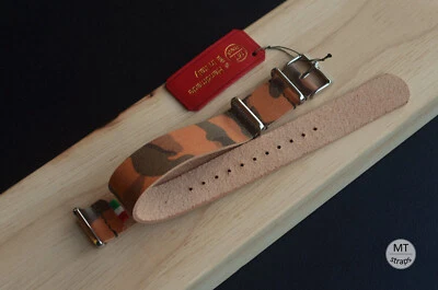 18 mm Cinturino artigianale vacchetta camouflage Handmade Italy Watch Strap Band - Immagine 1 di 4