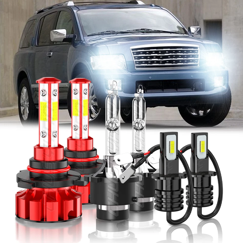 Combo faros LED HID bombillas altas/bajas + antiniebla para Infiniti QX56 2004-2010 6X Foto 1 de 4