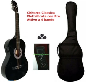 Chitarra Classica Elettrificata 4/4 Amplificata 4bande + Custodia Morbida - Foto 1 di 3