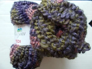 Rozetti Tedi bulky wool blend boucle yarn,purple/green/pink, lot of 2(82 yds ea) - Picture 1 of 3