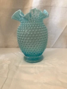 Vintage 1940er Jahre Fenton blau opalisierende Schuhnagel gekräuselte Vase - Bild 1 von 5