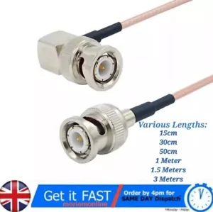 BNC Stecker rechter Winkel auf BNC Stecker ST Zopf Kabel RG316 3G/4G 15cm, 30,50cm, 1m,3m - Bild 1 von 13