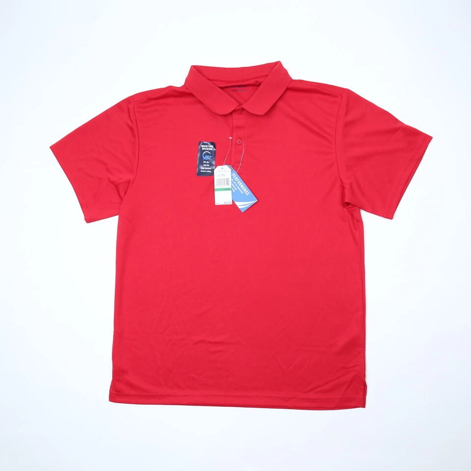 Nautica Young Men's Uniform Short Sleeve Performance Polo Red Size L 4773