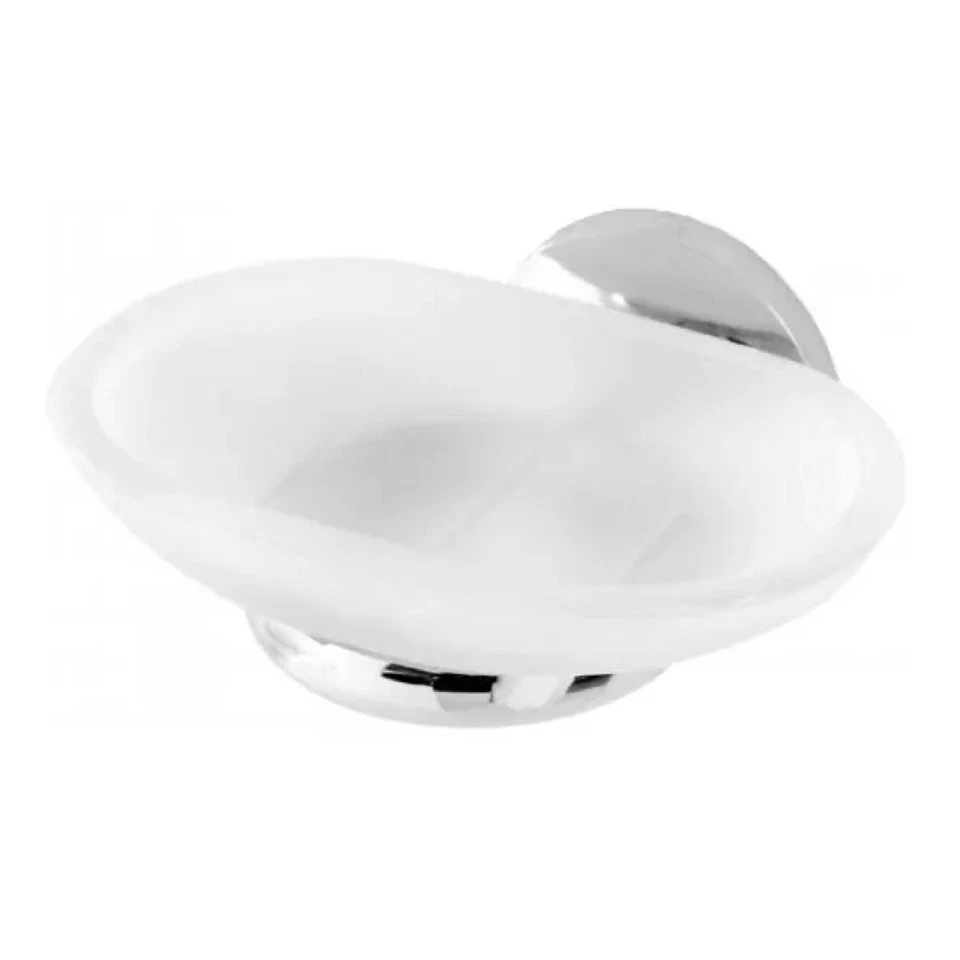 Porta sapone da parete in acciaio cromato e vetro modello bora dim. cm(lxp):13x8 - Immagine 1 di 1