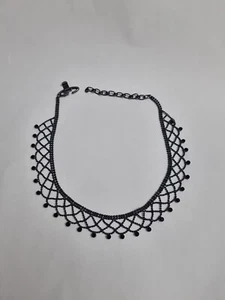 RARE Givenchy Vintage Signed Mesh Choker Rhinestone Collar Black Necklace 14" - Picture 1 of 5