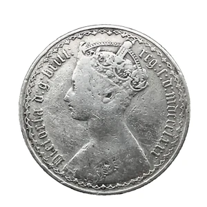1880 UK One Tenth of a Pound, One Gothic Florin Silver Antique Coin Km #746.4 - Picture 1 of 7