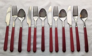 VTG 12 PCs Rogers CARNIVAL Red STAINLESS FLATWARE SERVICE FOR 4 - Picture 1 of 2
