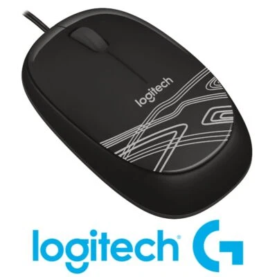 LOGITECH MOUSE WIRED USB M105 OPTICAL BLACK 3button Scroll 1000DPI For PC LAPTOP - Image 1 of 4