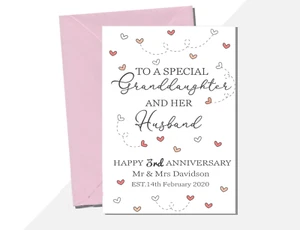 Tarjeta de Aniversario de Nieta y Esposo, Feliz Aniversario CUALQUIER AÑO - 1er 2do - Imagen 1 de 4