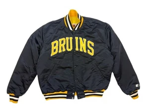 MINT VTG 80s 90s USA MADE Satin NHL Boston BRUINS Satin Starter Jacket Size XL - Picture 1 of 7