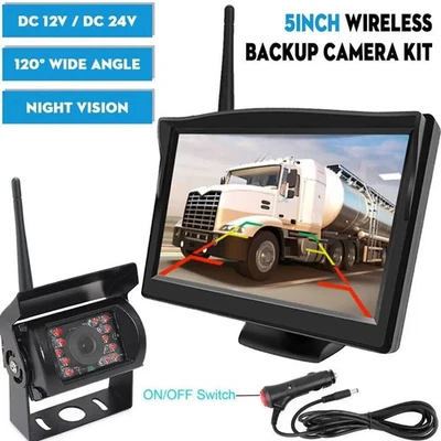Wireless Rearview Backup Camera IR Backup 5" Monitor for Pickup Truck Camper - Image 1 of 4