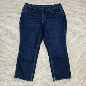 Judy Blue Jeans Womens 20W Blue Stretch Denim Cropped Straight Raw Hem JB88375 - Picture 1 of 11
