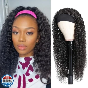Unvizossa Deep Wave Stirnband Perücke Echthaar 16 Inch Curly Headband Echthaar - Bild 1 von 5
