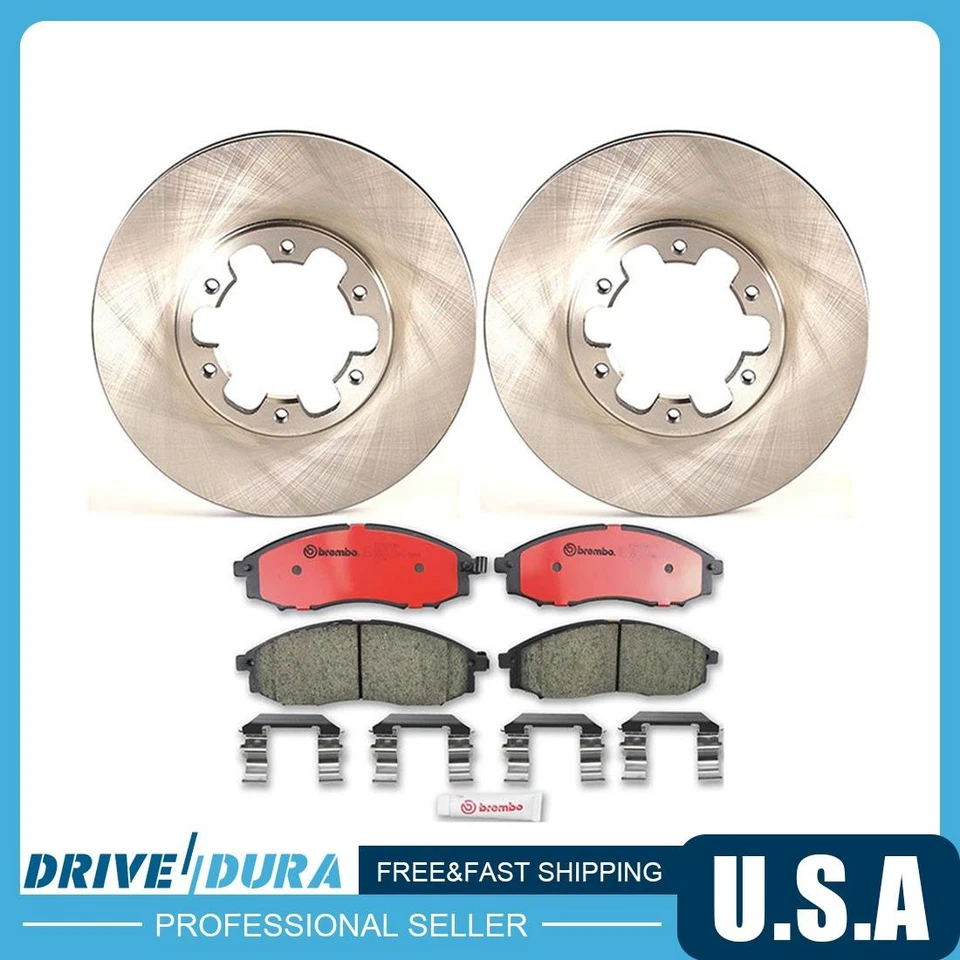 Rotores de freno de disco delanteros Brembo pastillas de freno de cerámica para Nissan Frontier 2003-2004 Foto 1 de 4