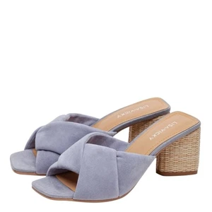 Lisa Vicky Square Toe Mid-Heigh Heel Modern Modern Slip-on Block Heel Sandals 8M - Picture 1 of 16