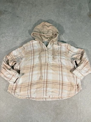 Camisa con capucha a cuadros American Eagle Outfitter para mujer manga larga talla L Foto 1 de 4