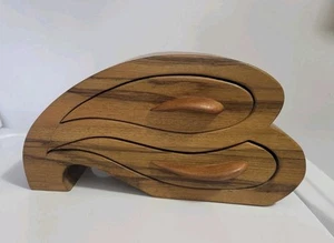 Portagioie vintage fatto a mano sega a nastro in legno MCM Panama firmato artigiano - Foto 1 di 11
