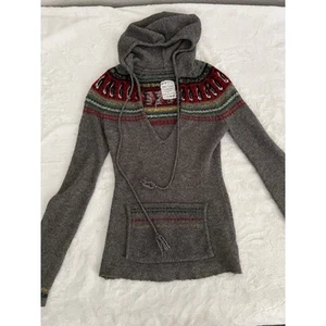 New Era Couture Gray Sweater with Hoodie Women Size M Made In Hong Kong Vtg - Picture 1 of 8